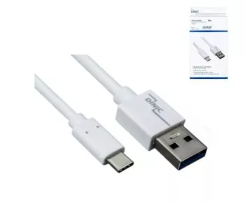 USB 3.1 Cable Type C - 3.0 A , white, Box, 1m Dinic Box, 5Gbps, 3A charging